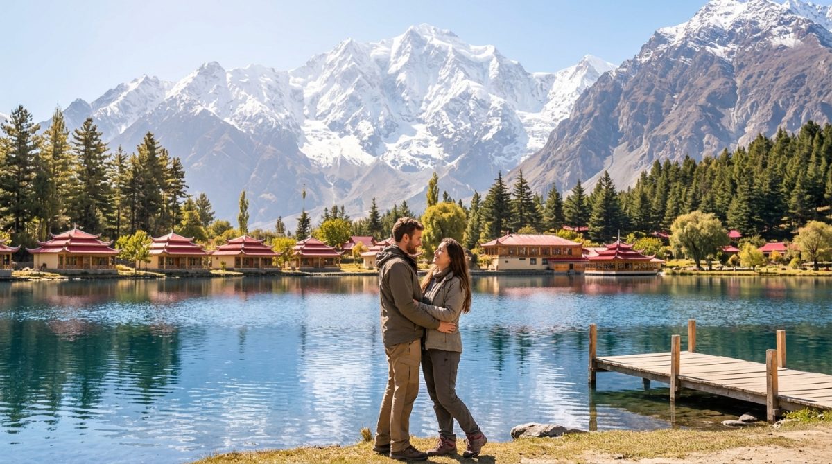 Unwind by the crystal waters of Shangrila Lake right after landing.